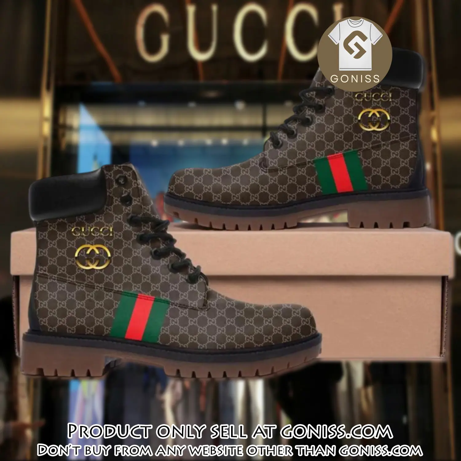 Gucci golden logo brown luxury brand boots premium gifts for men women gn5540579